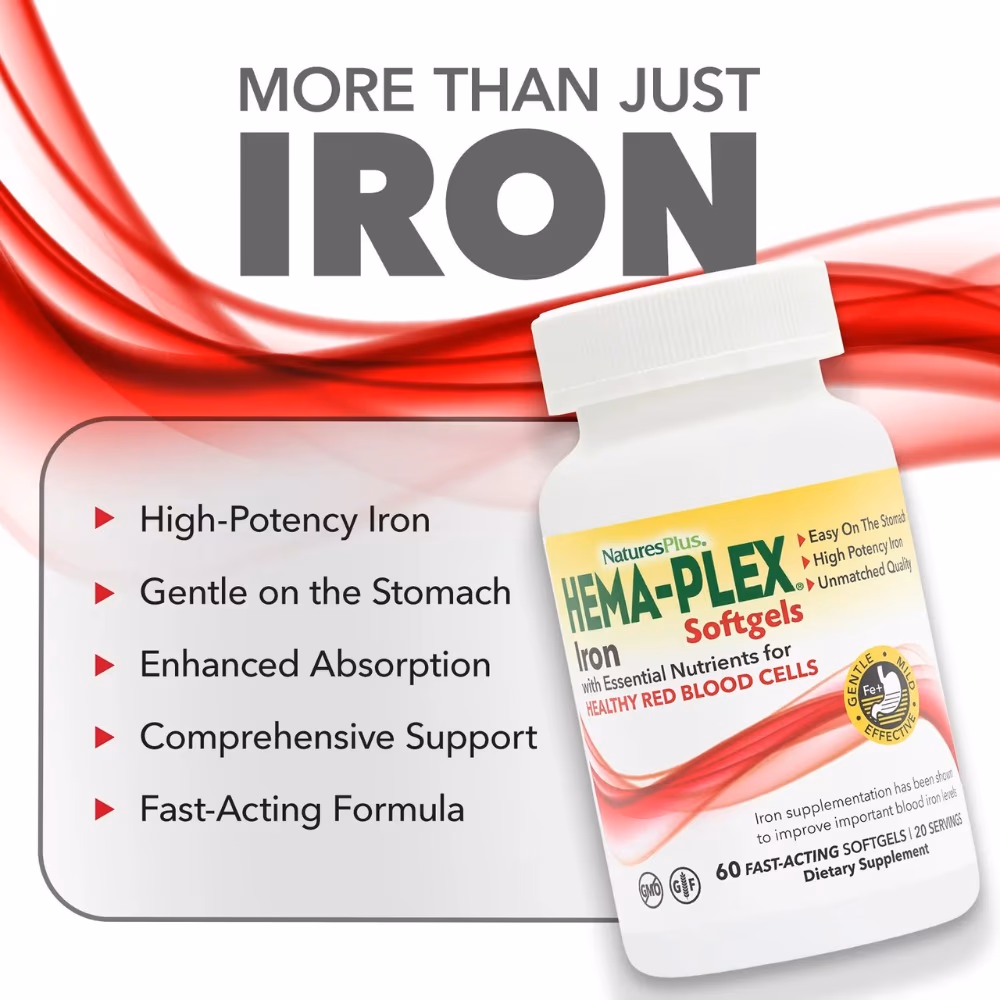 Natures Plus  Hema-plex Iron 60 Soft gels 2