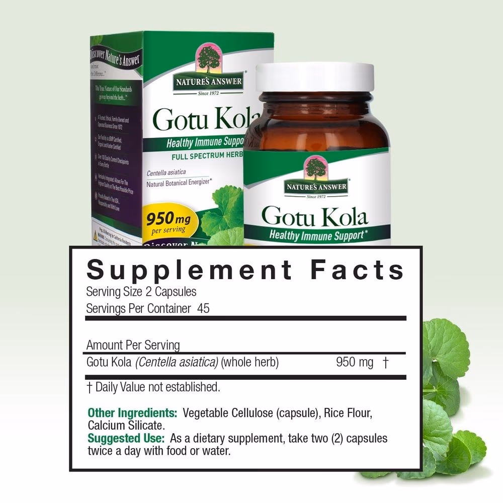 Natures Answer Gotu Kola 950mg-90 Capsules 3