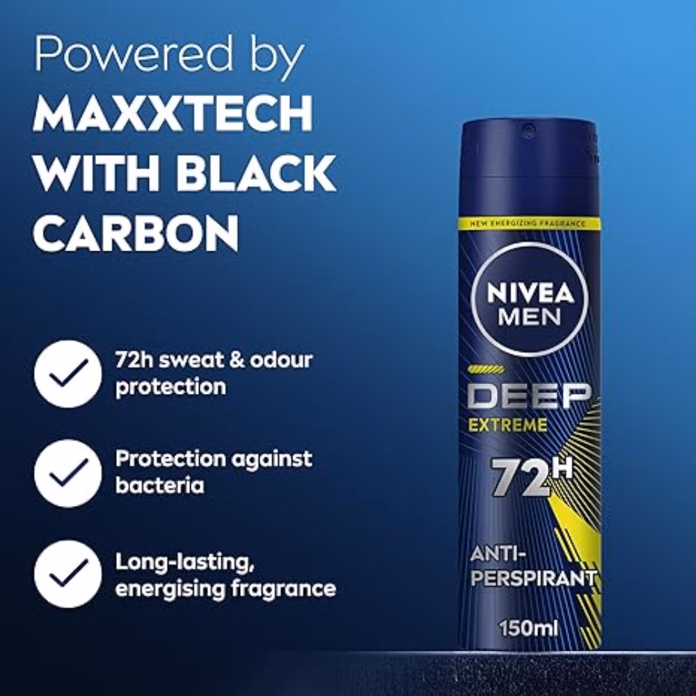 Nivea Men Deep Extreme Black Carbon Deo Spray 150ml 2