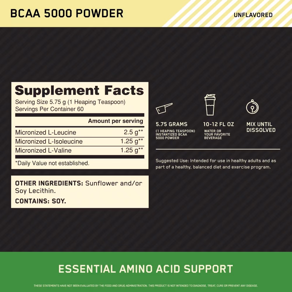 Optimum Nutrition BCAA 5000 Powder Unflavoured 345gm  3