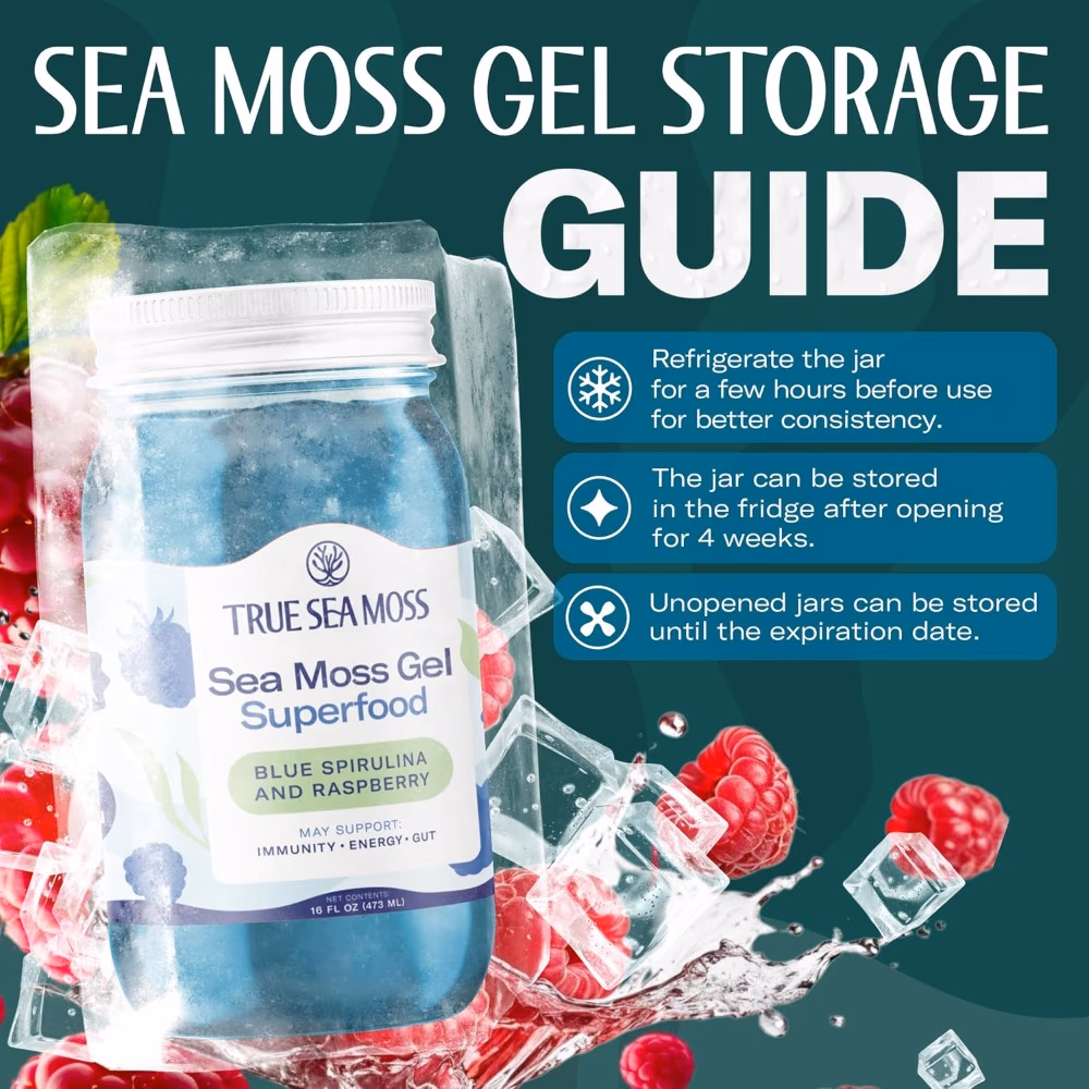 True Sea Moss Gel Superfood Spirulina & Raspberry 473ml – Plant-Based Nutrient Gel 2
