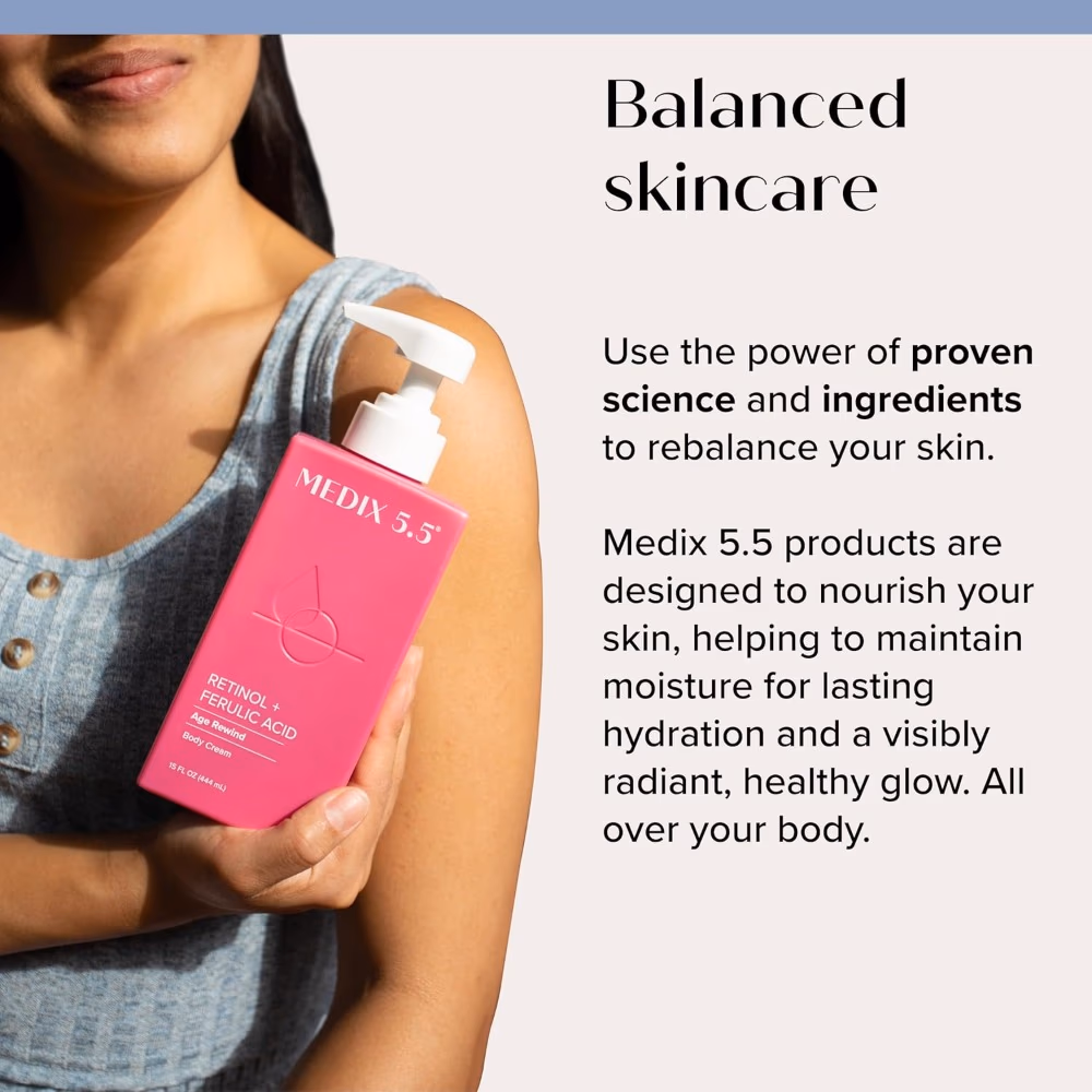 Medix 5.5 Retinol + Ferulic Acid Body Cream 444ml | Anti-Aging Moisturizer for Firming, Brightening & Hydration 5