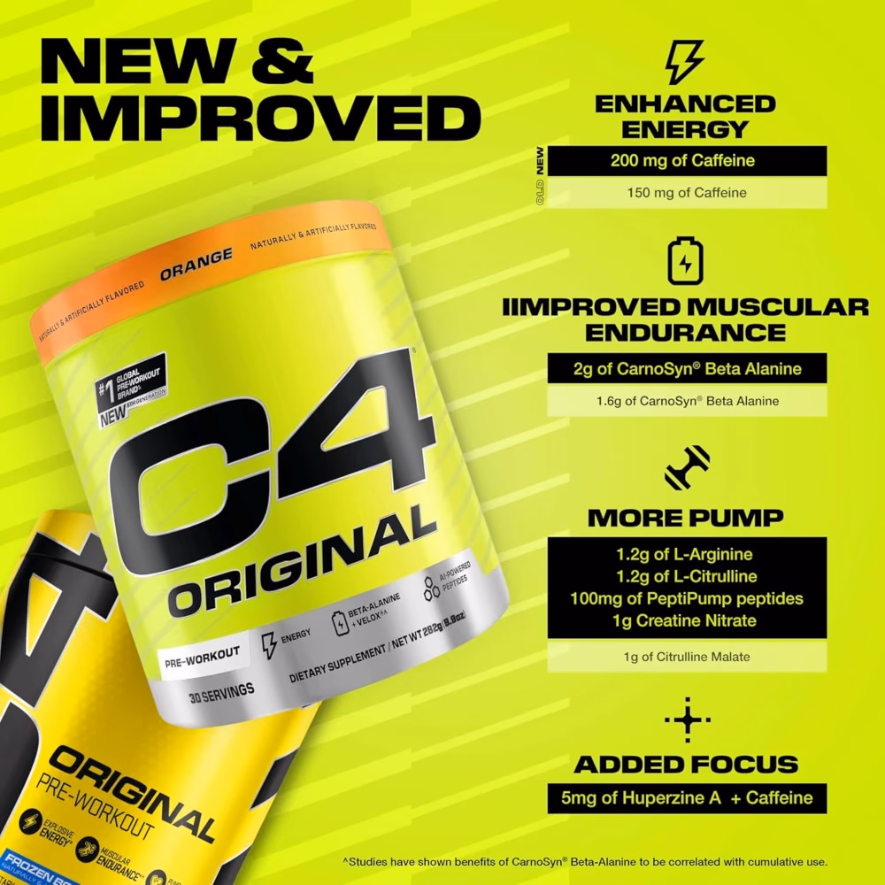 Cellucor C4 Original Orange 50 Servings – Pre-Workout Supplement 4