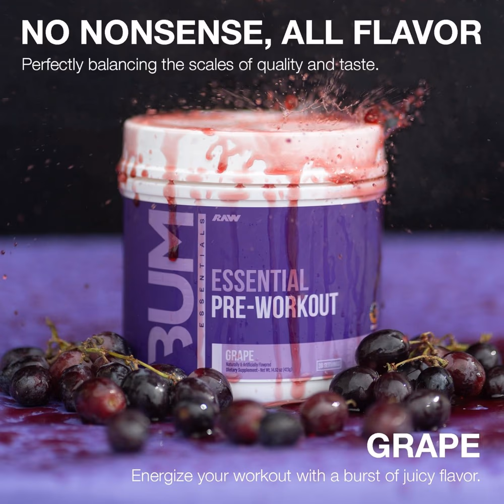 Raw Nutrition Bum Essential Pre-workout 408gm - Grape Flavor 3