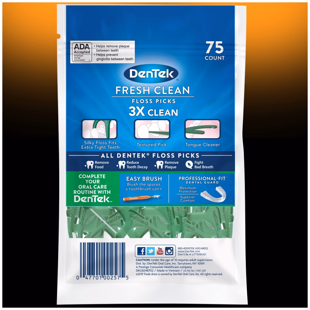  DenTek Fresh Clean Freshens Breath Floss Picks 75s 2