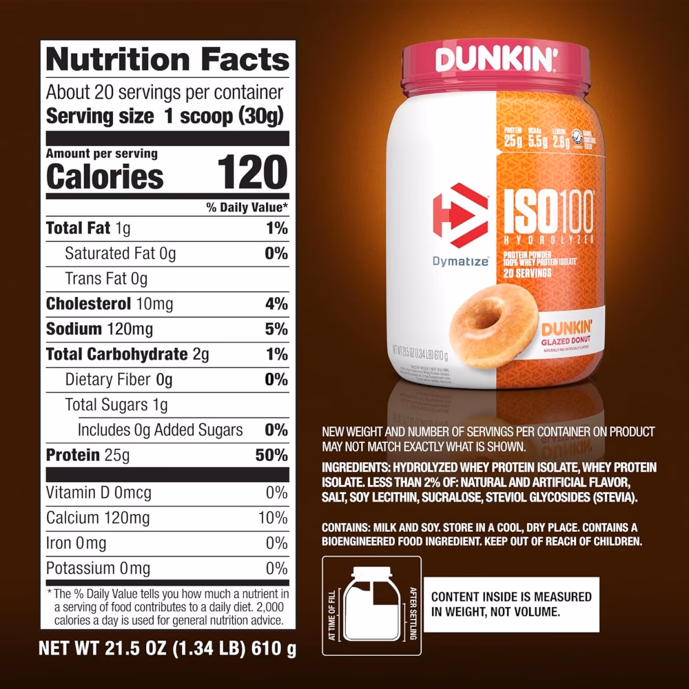 Dymatize ISO100 Whey Dunkin’ Glazed Donut 1.34lb 4
