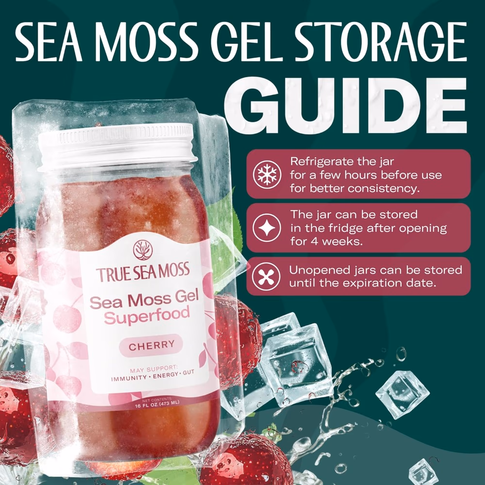 True Sea Moss Gel Superfood Cherry 473ml – Plant-Based Nutrient Gel 2