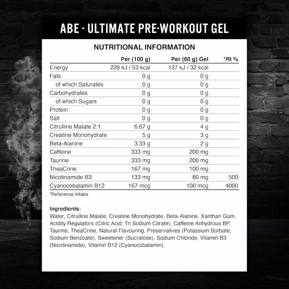 Applied Nutrition ABE Ultimate Pre-Workout Gel Icy Blue Raz Flavor - 60ml 5