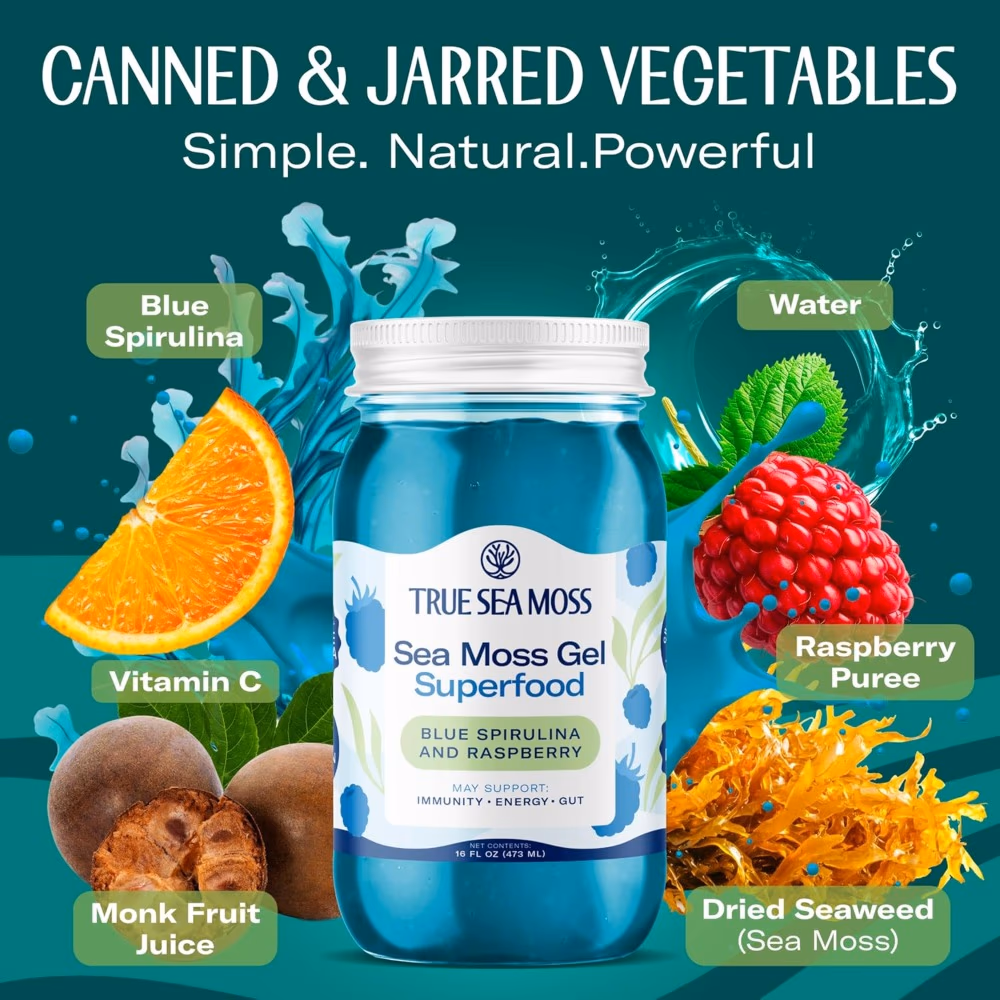 True Sea Moss Gel Superfood Spirulina & Raspberry 473ml – Plant-Based Nutrient Gel 5