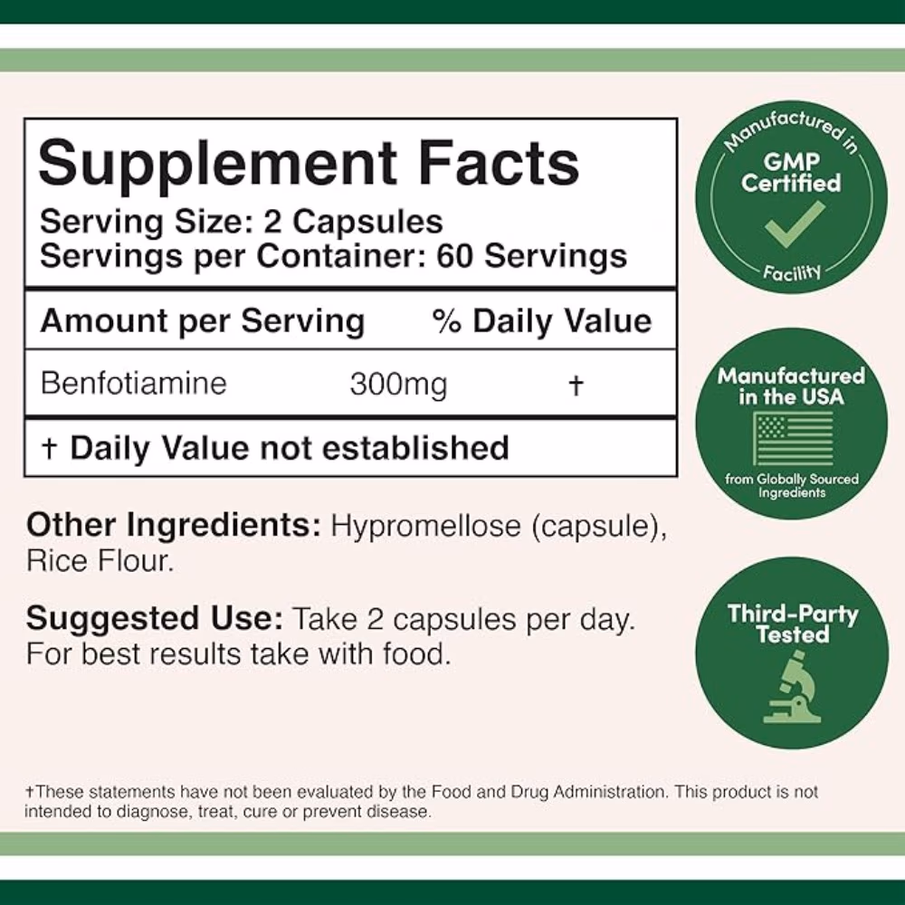 Double Wood Benfotiamine 300mg Capsule 120s 4