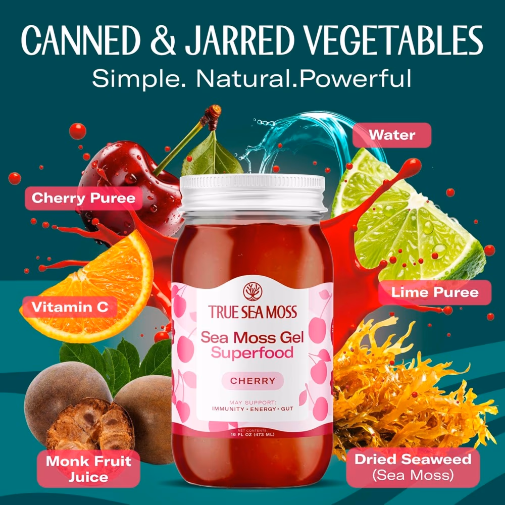 True Sea Moss Gel Superfood Cherry 473ml – Plant-Based Nutrient Gel 5