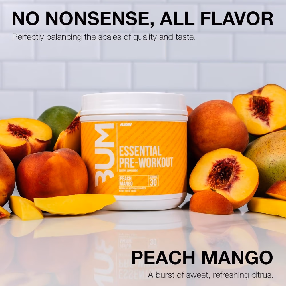Raw Bum Essential Pre Workout Peach Mango 405gm  4