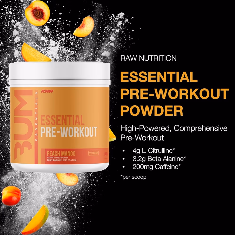 Raw Bum Essential Pre Workout Peach Mango 405gm  5