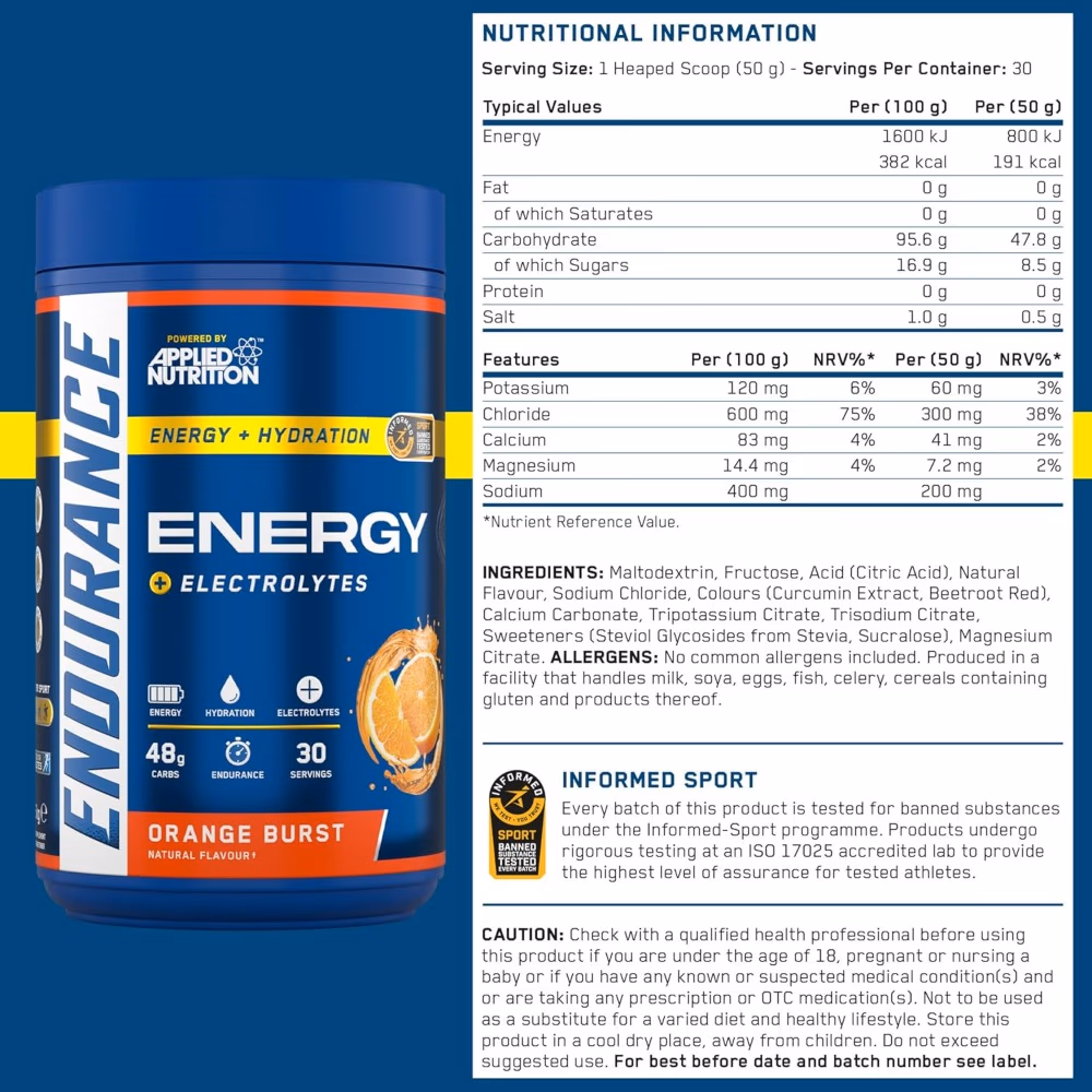 Applied Nutrition Energy + Hydration Powder Orange Burst 30 servings 2