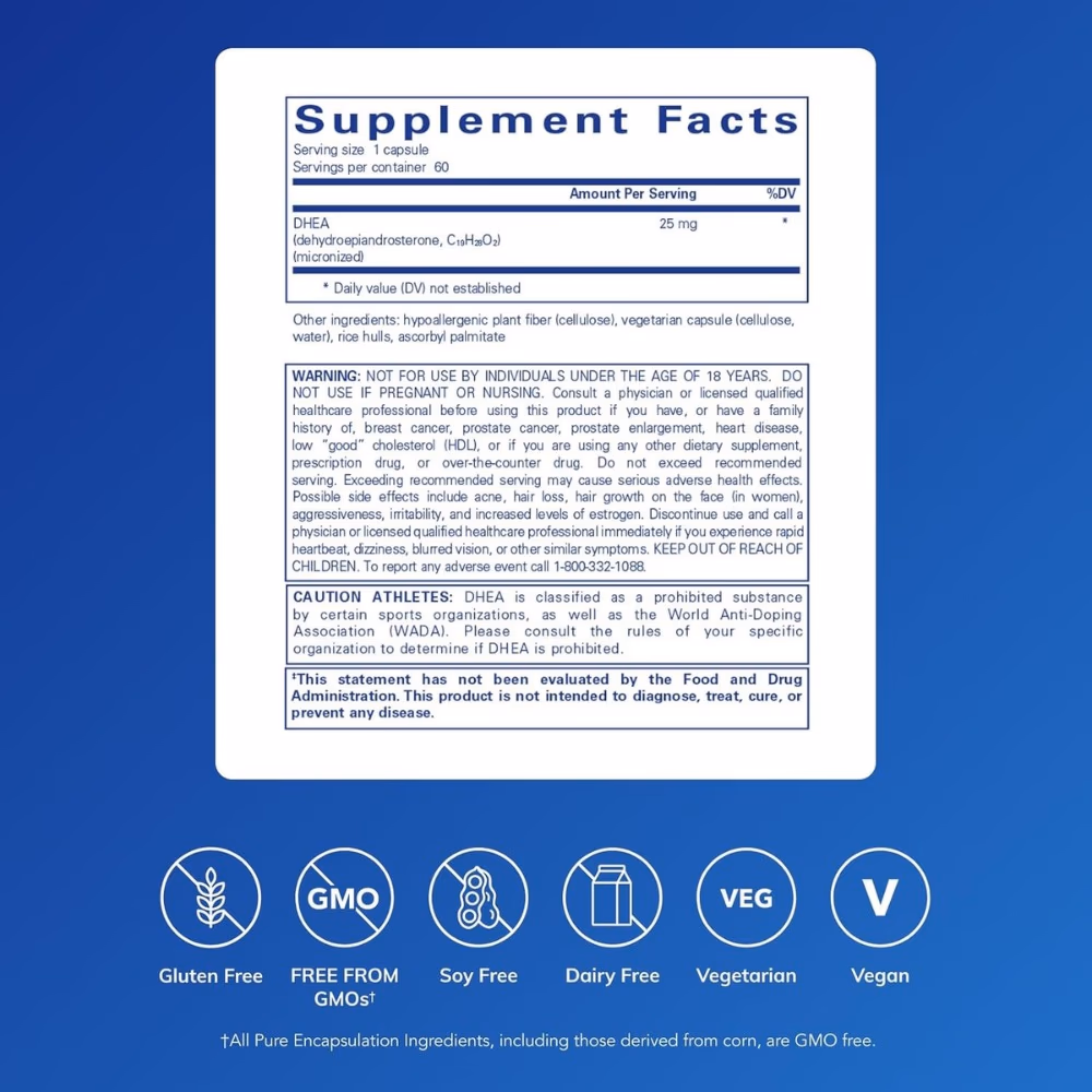 Pure Encapsulations DHEA 25mg-60 Capsules 2