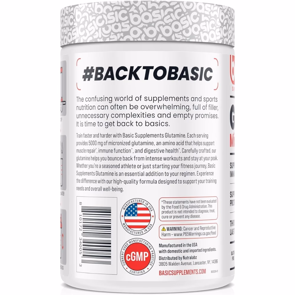 Basic Glutamine Micronized 5000mg Powder 300g 3