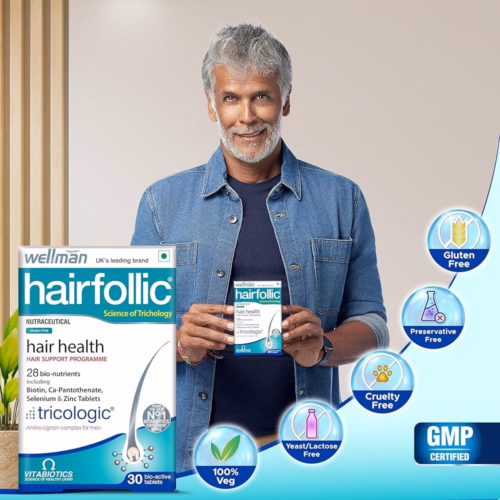 Vitabiotics Wellman Hairfolic with Tricologic 60 Tabs 4