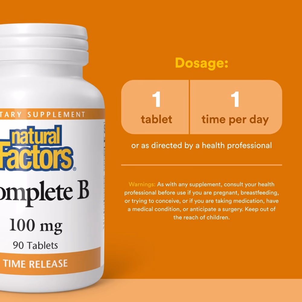 Natural Factors Complete B 100mg Timed-Release 90 Tablets 2