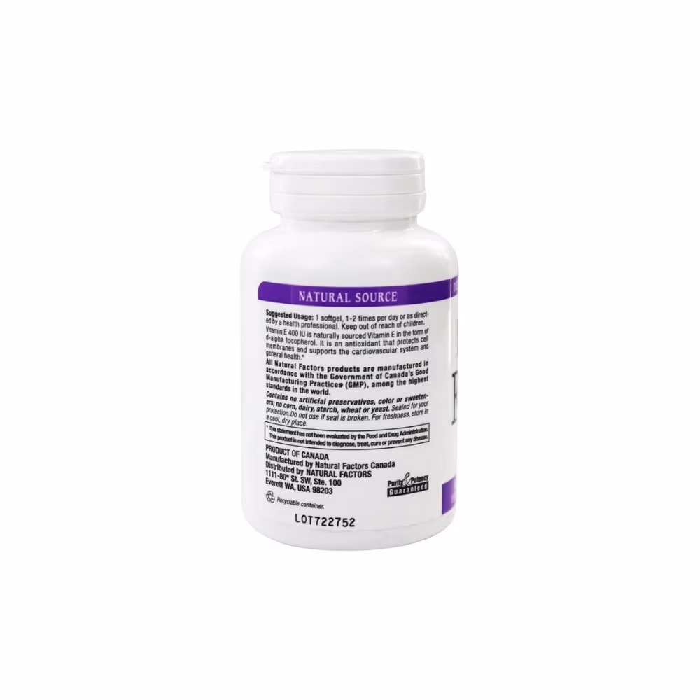  Natural Factors Vitamin E 400 IU 90s 4