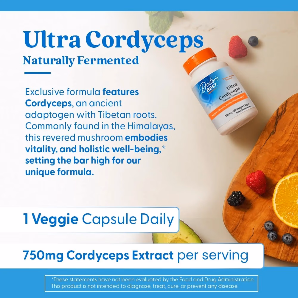 Doctor's Best Ultra Cordyceps 750mg, 60 Vegetarian Capsules 5