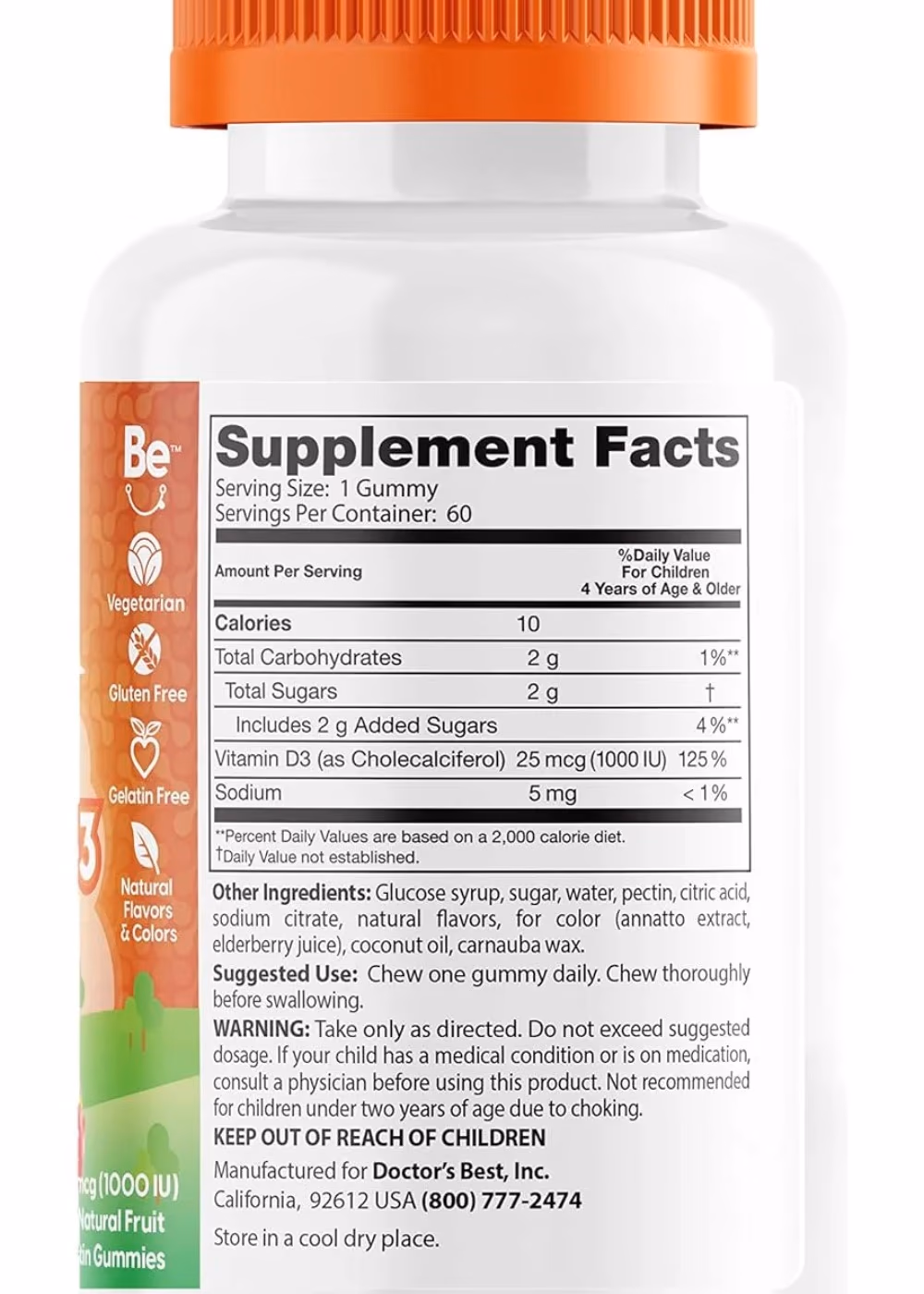 Doctor's Best Vitamin D3 Kids, 60 Gummies 2