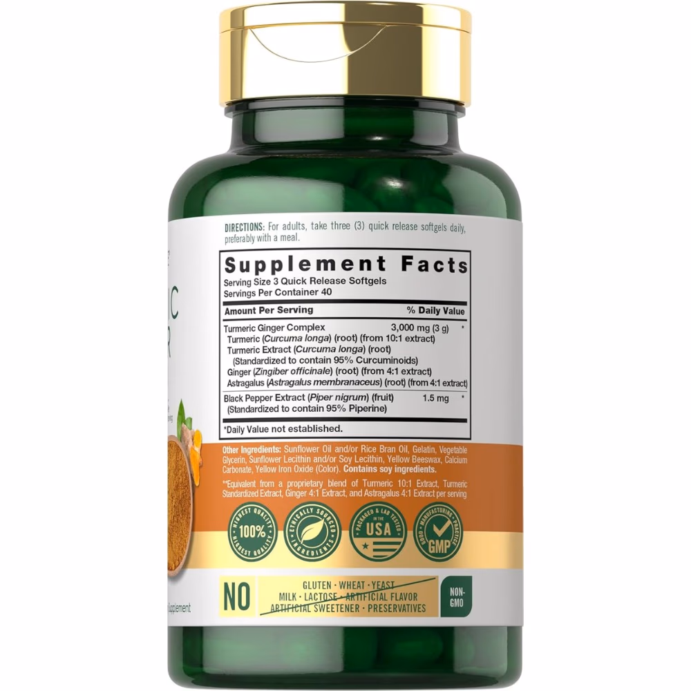 Carlyle Turmeric Ginger Complex 3000mg 120 Softgels  2