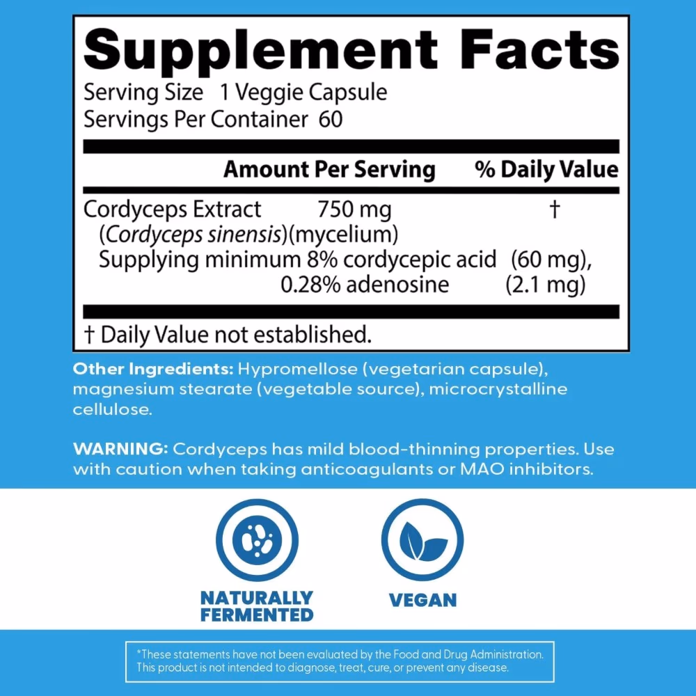 Doctor's Best Ultra Cordyceps 750mg, 60 Vegetarian Capsules 3
