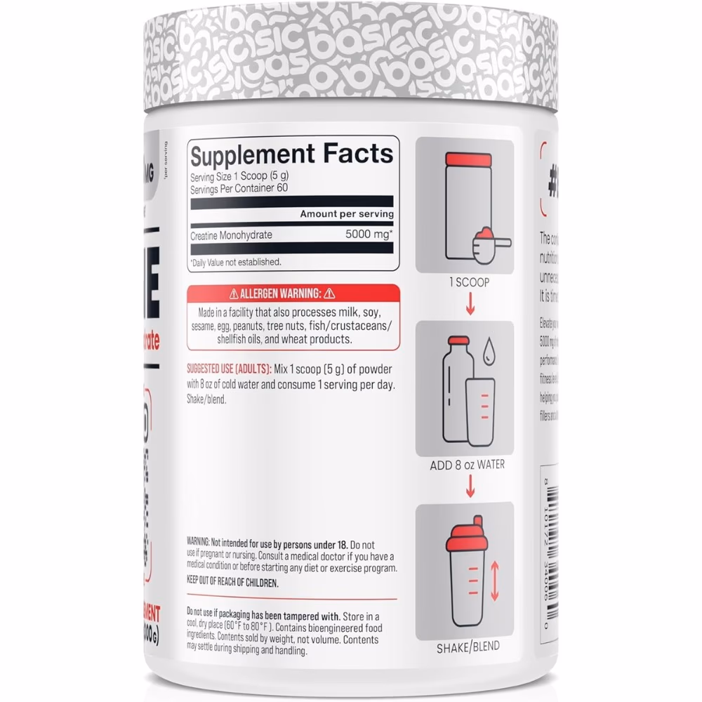 Basic Creatine Micronized 5000mg Powder 300g 2