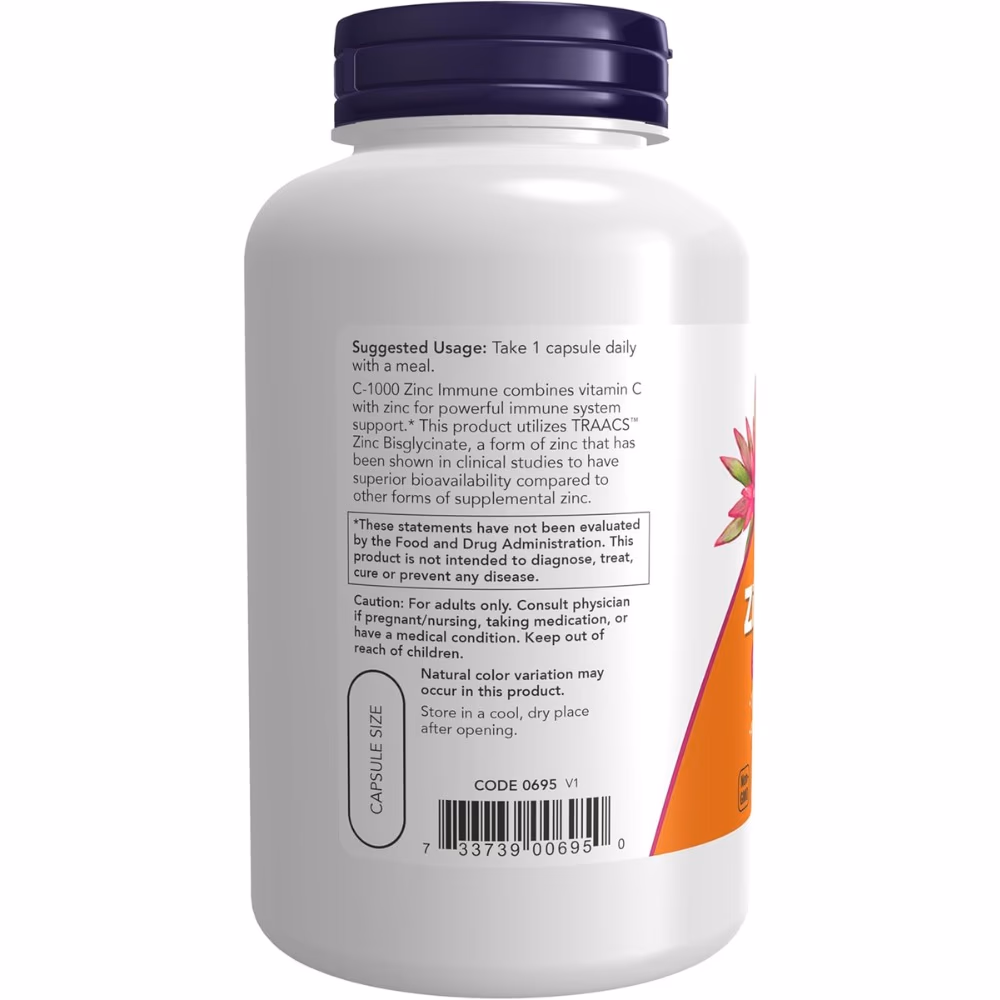 NOW C-1000 Zinc Immune-180 Capsules 3