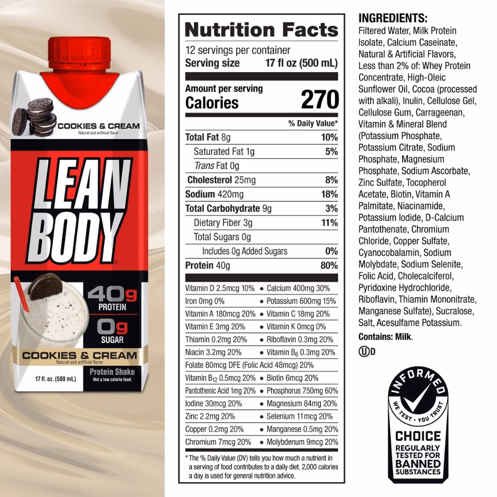 Labrada LeanBody RTD Cookies and Cream 40g 500ml 5