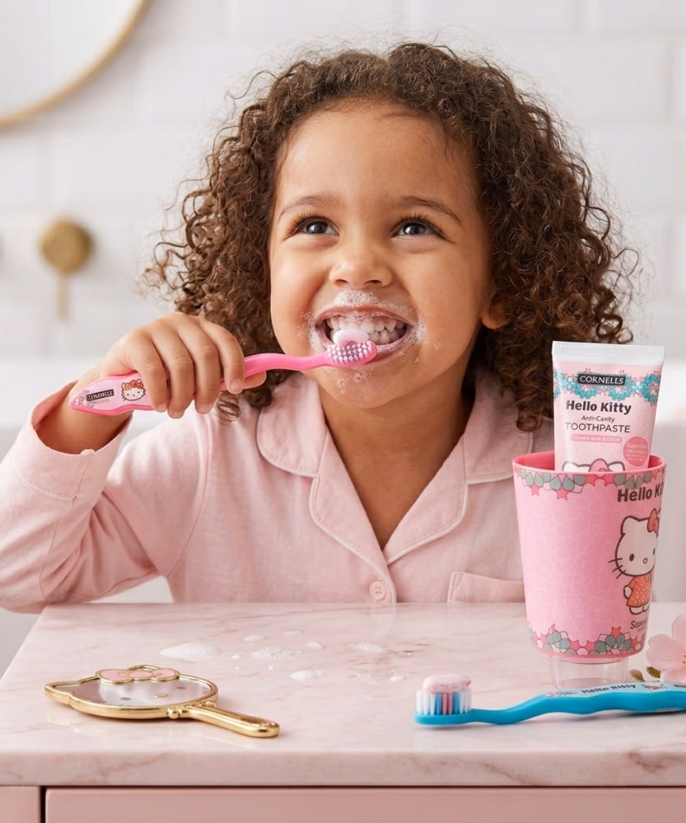 Cornells Hello Kitty 2 Toothbrush Beaker & Toothpaste Set 2