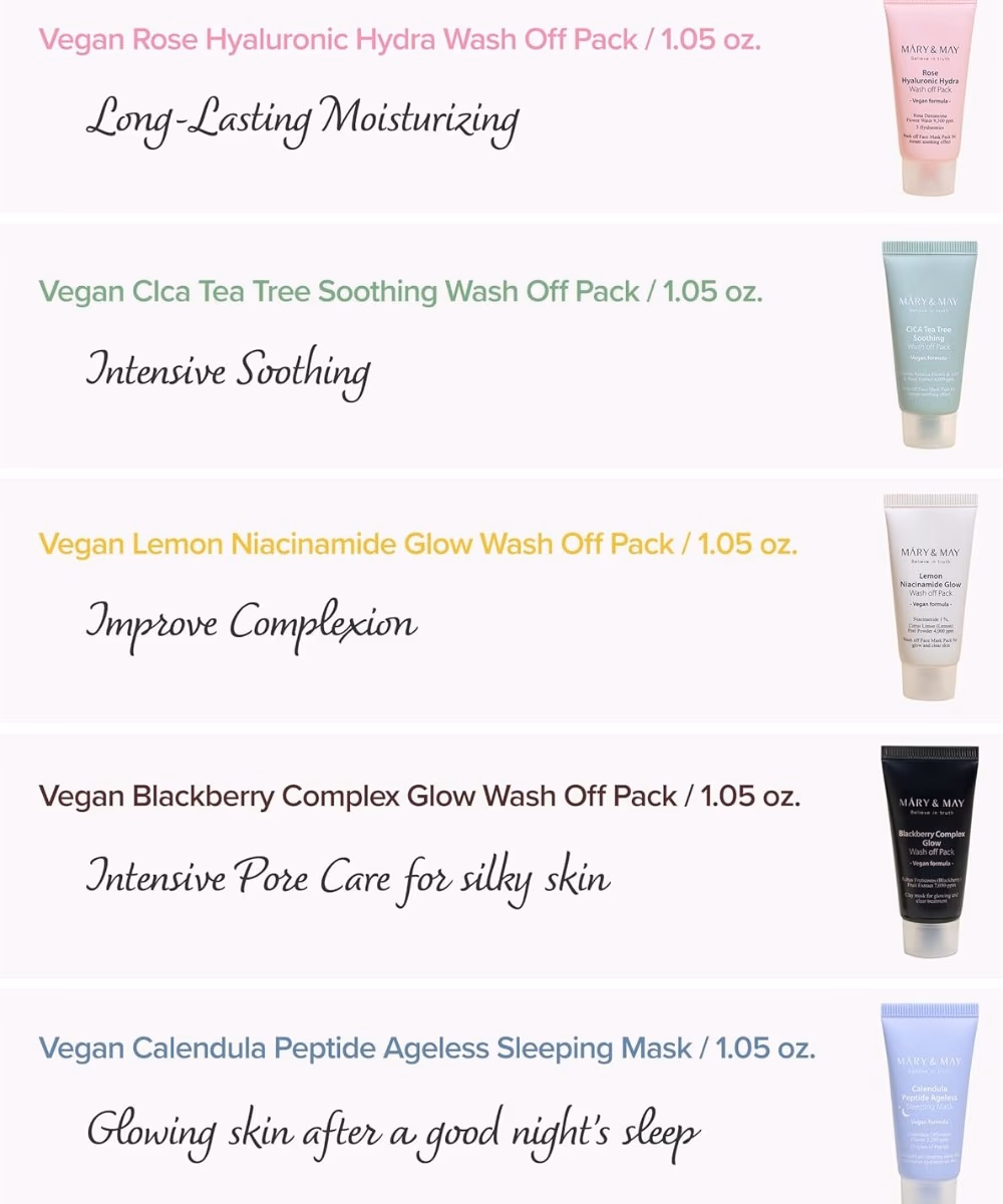 Mary And May Vegan Wash Off Mask Mini Gift Set 5