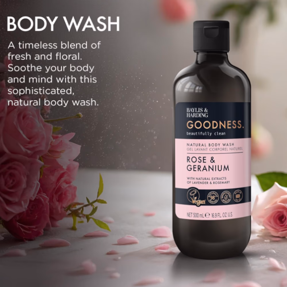 Baylis & Harding Goodness Rose Body Wash 500ml 3