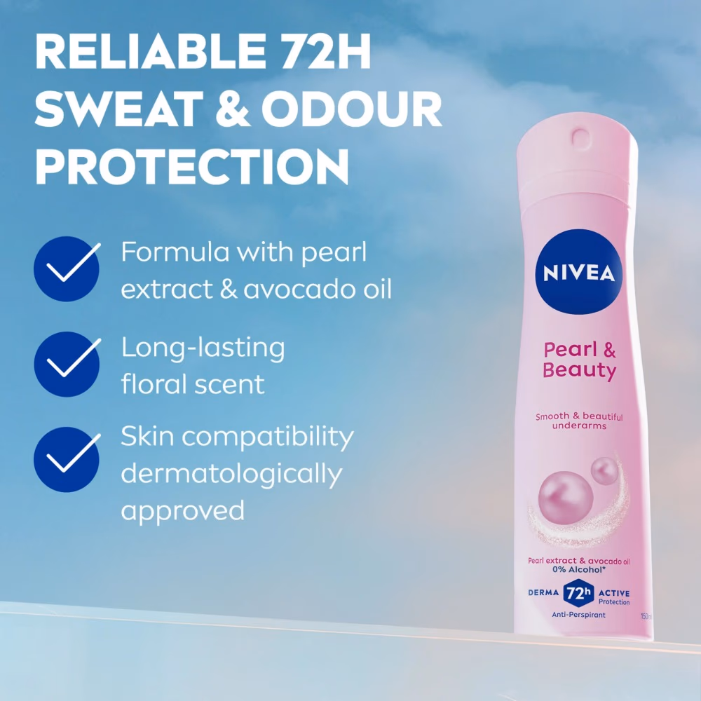 Nivea Pearl and Beauty Anti Perspirant Deodorant Spray 150ml 2