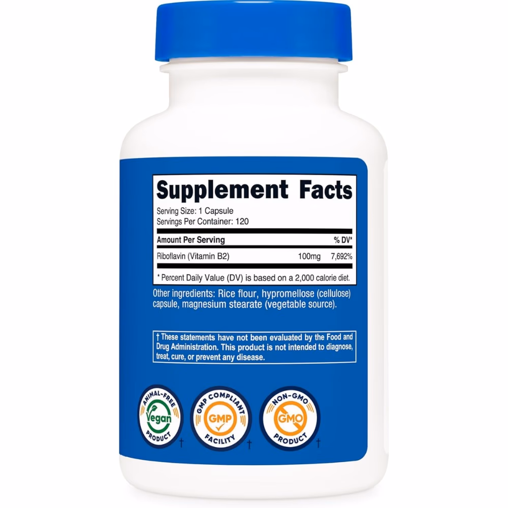 Nutricost Vitamin B2 100mg-120 Capsules  4