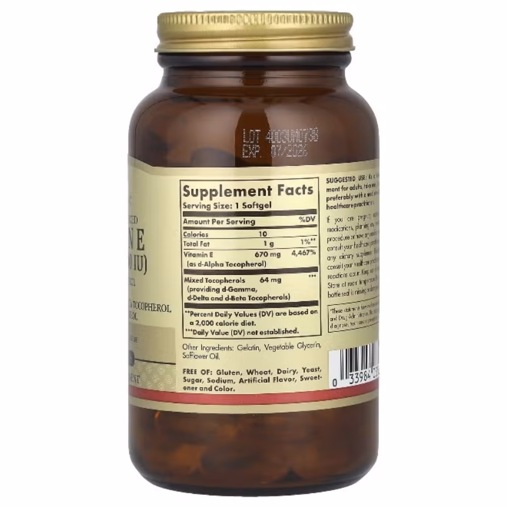 Solgar Vitamin E 678 Mg (1000) IU 100 Softgels 2