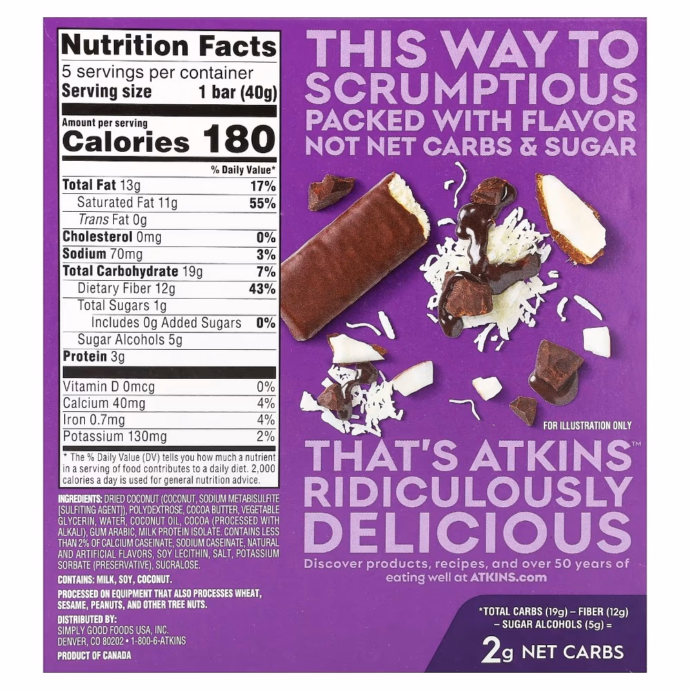 Atkins Endulge Chocolate Coconut Bar 5s 3