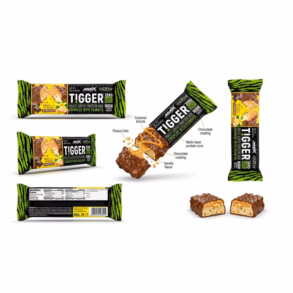 Amix Tigger Crunchy Protein Bar Vanilla Caramel 60g 2