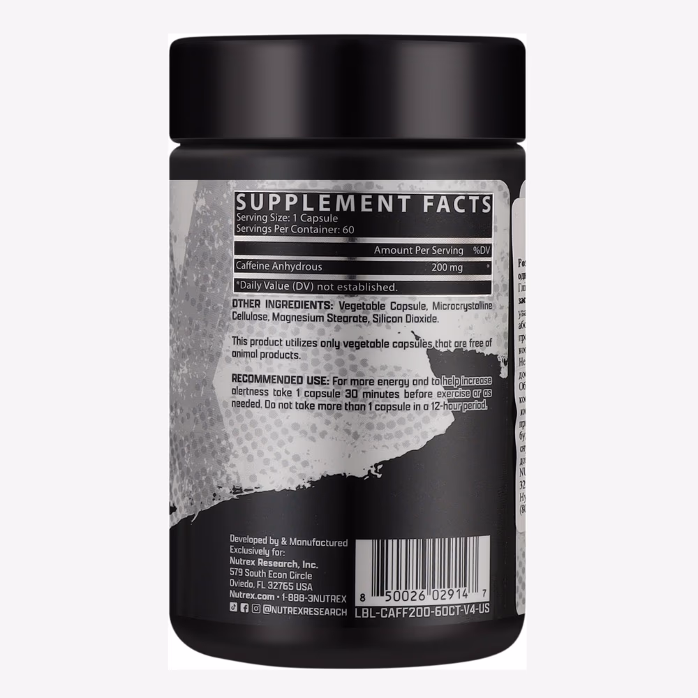 Nutrex Caffeine 200 mg 60 Capsules – Stimulant Energy Supplement 2
