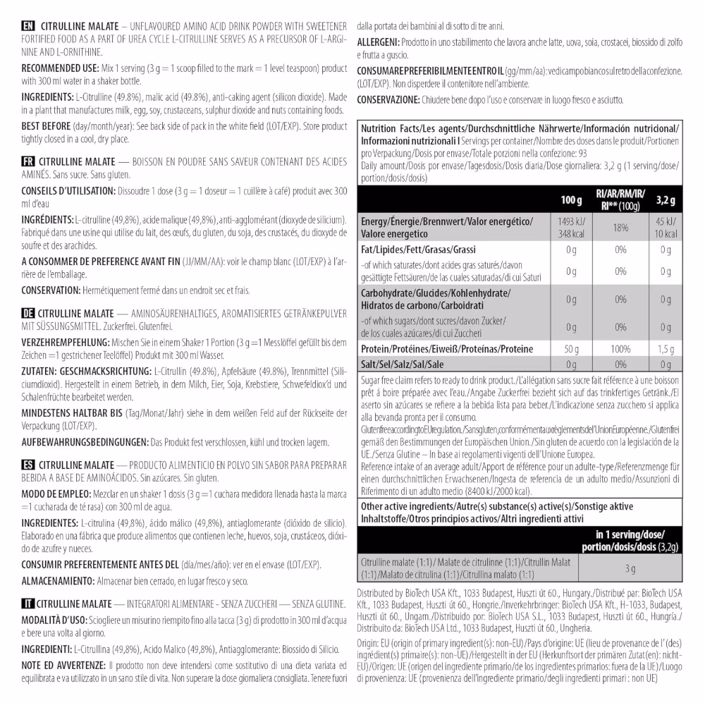 BioTechUSA Citrulline Malate Unflavored - 300gm 2