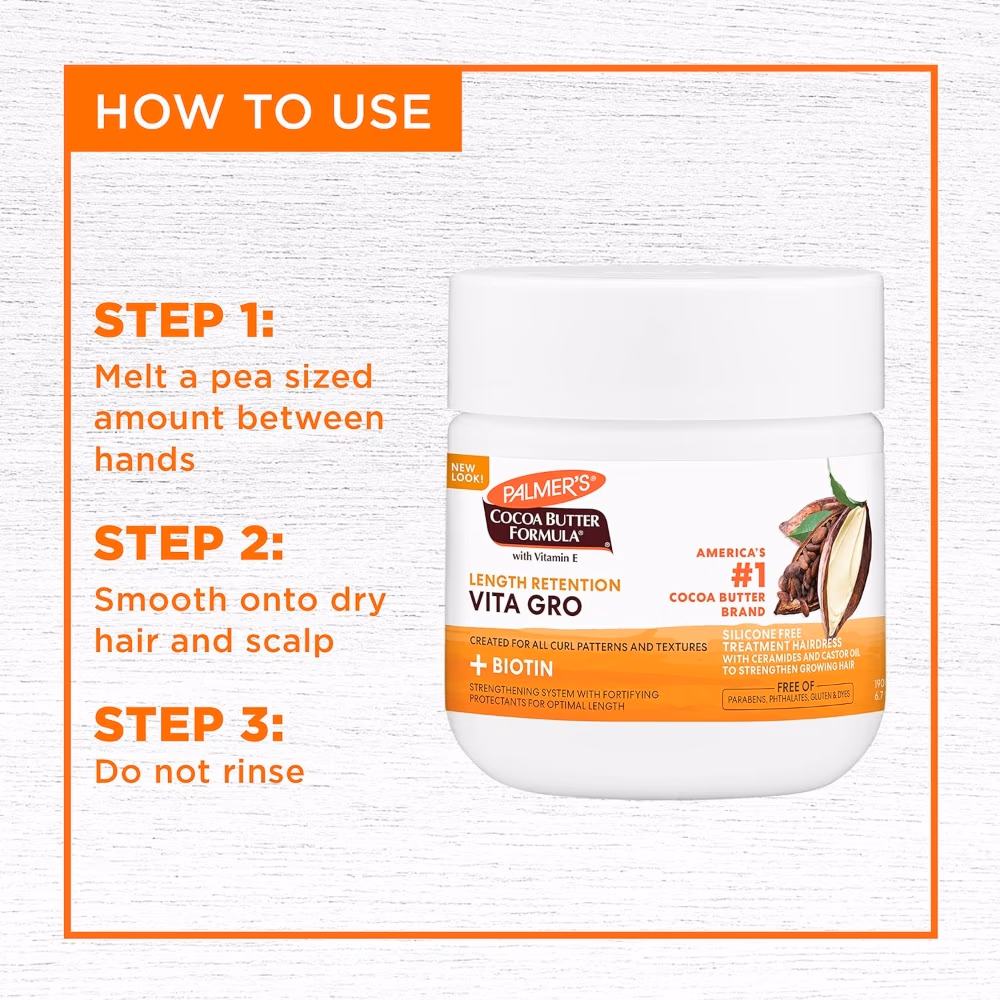 Palmer’s Cocoa Butter Formula Retention Vita Grow Cream 190g | Strengthening & Nourishing Hair Cream with Vitamins | Promotes Healthy Growth 5