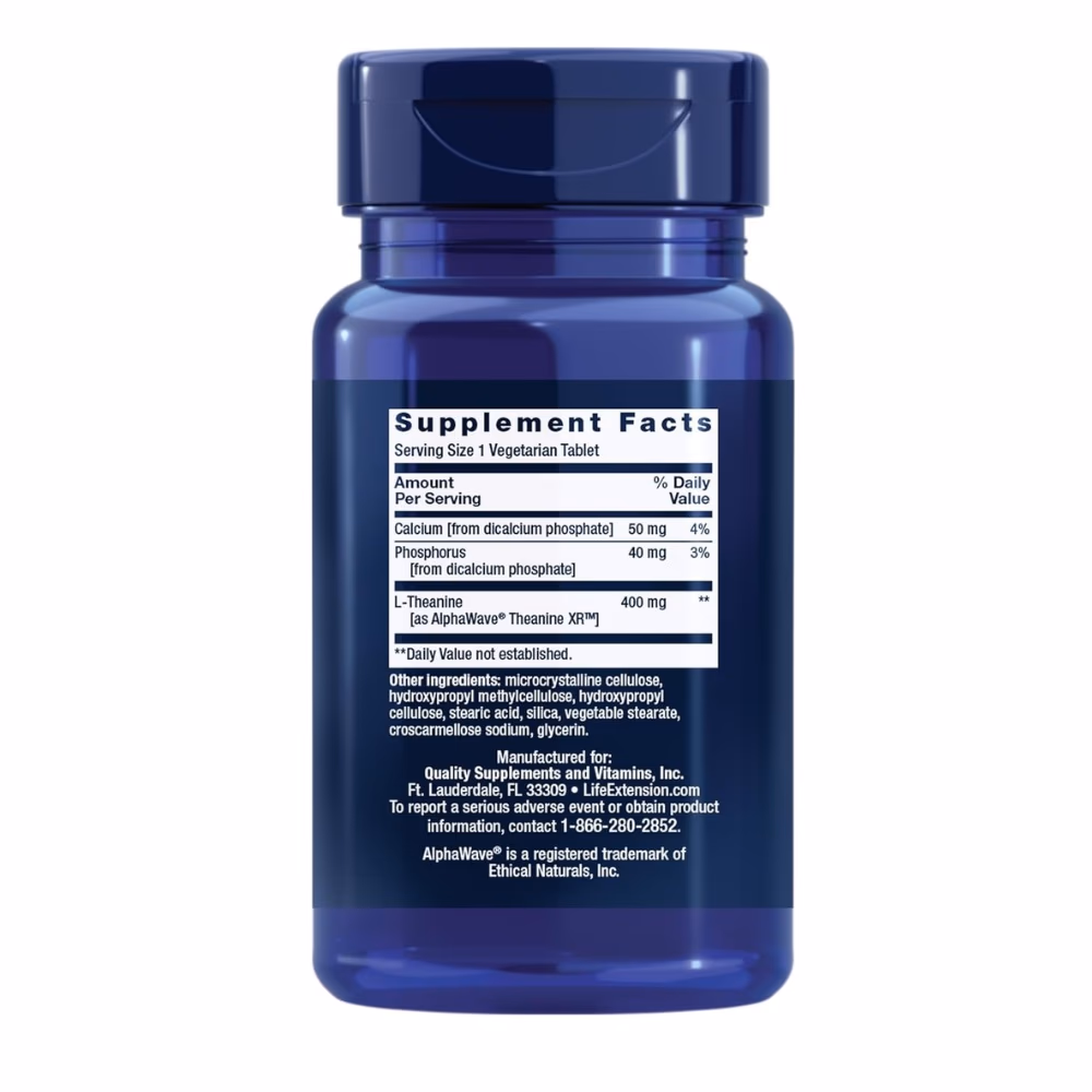 Life Extension Theanine XR Stress Relief 30 Vegetarian Tablets 2