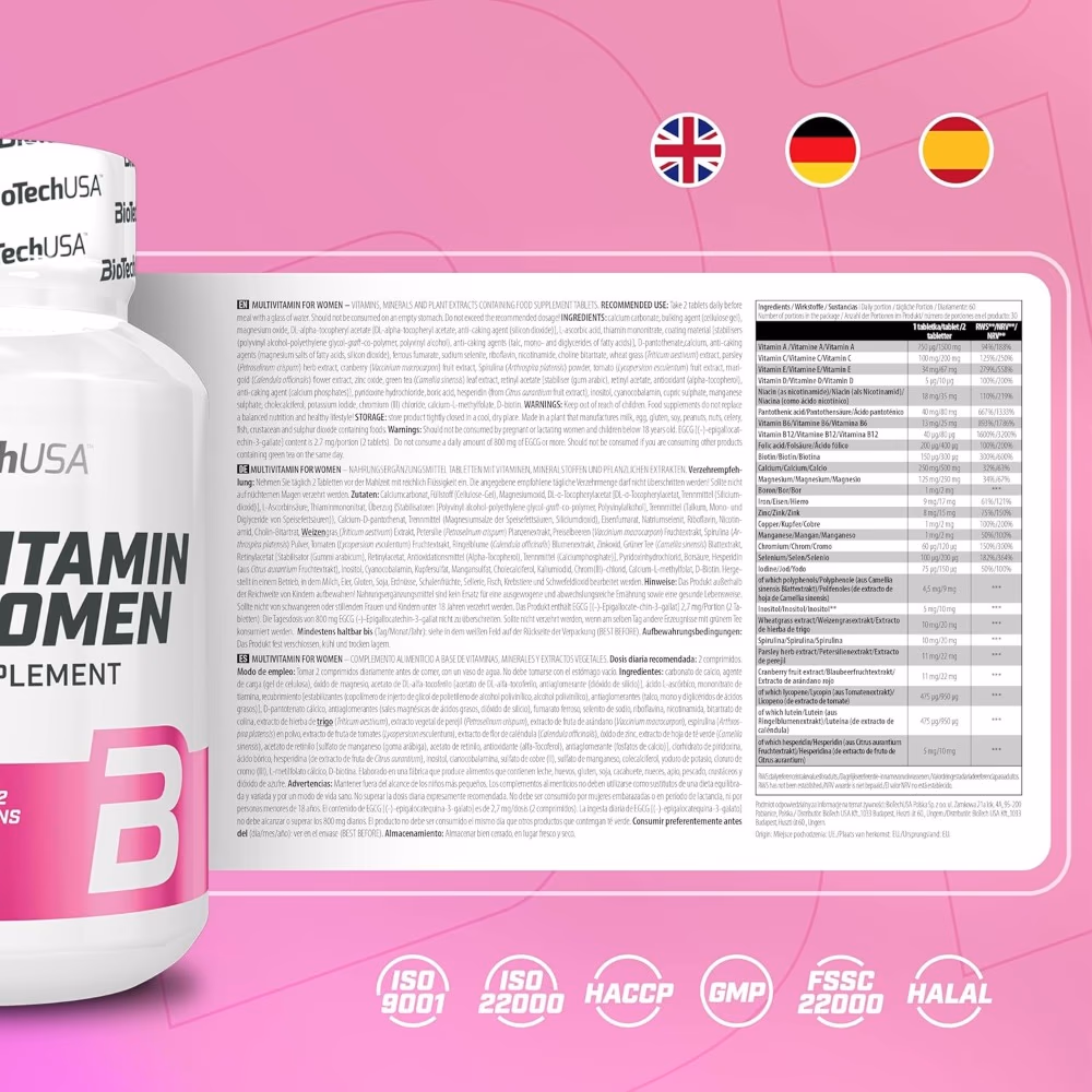 BioTech USA Multi Vitamin For Women - 60 Tablets 2