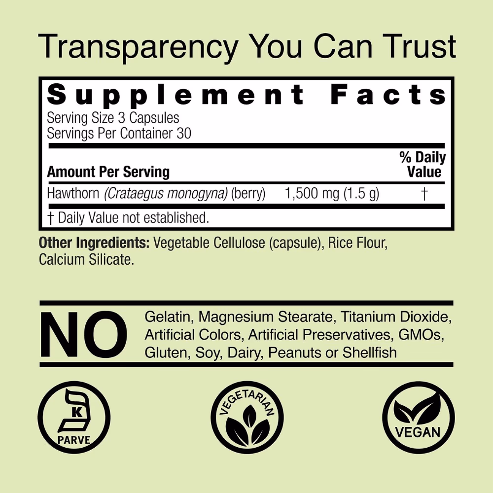 Natures Answer Hawthorn Berry 1500mg-90 Capsules 4