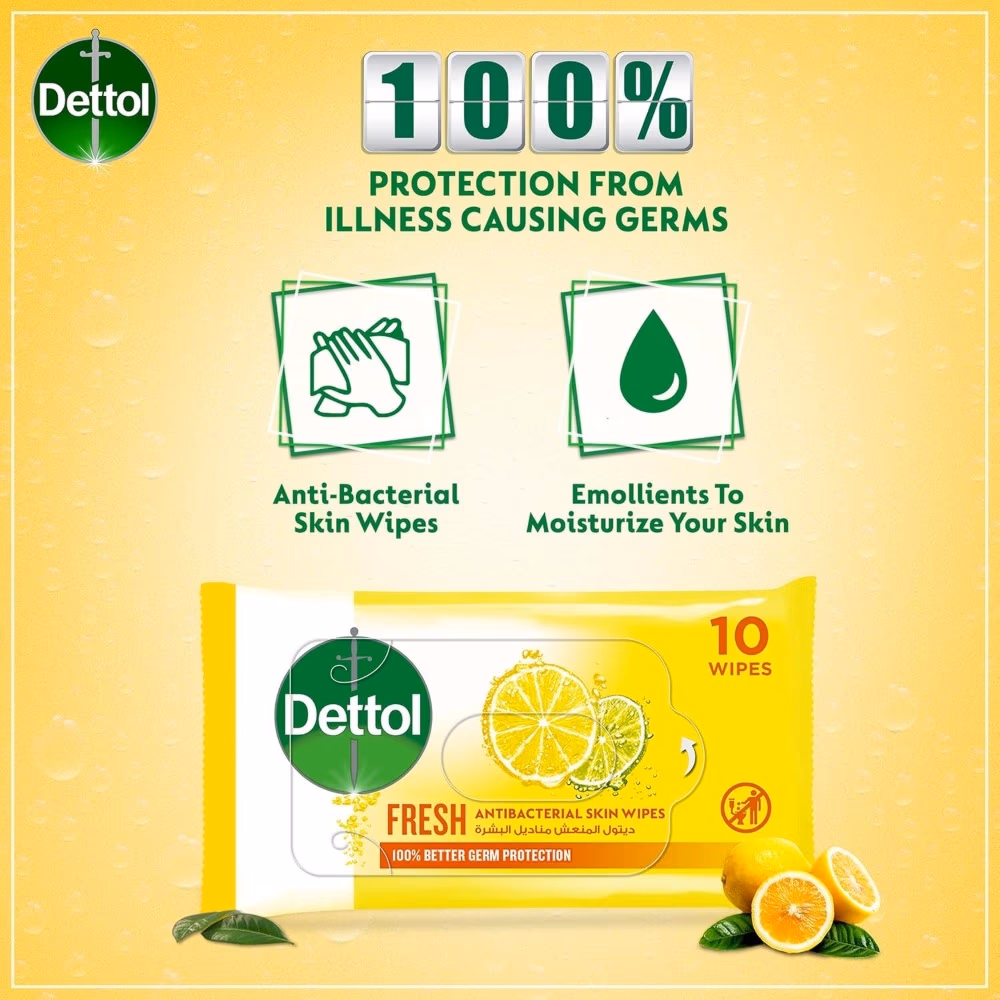 Dettol Antibacterial Fresh Wipes 10s 4