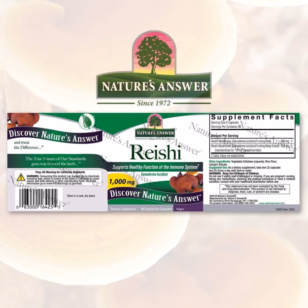 Natures Answer Reishi 1000mg-60 Capsules 4
