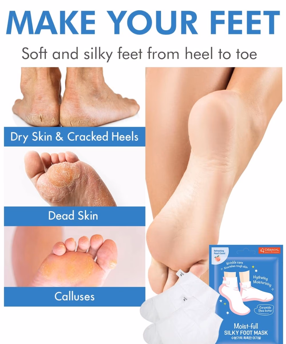 Dermal Moist Full Silky Foot Mask (Peach) 5