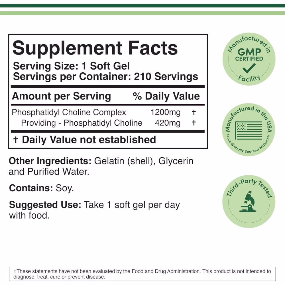 Double Wood Phosphatidyl Choline 1200mg Softgels 210s 2