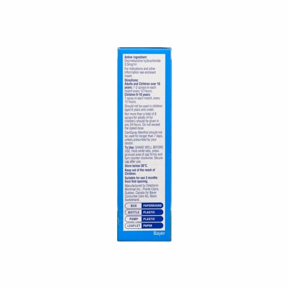 Clarispray Nasal Spray Menthol 15ml 3