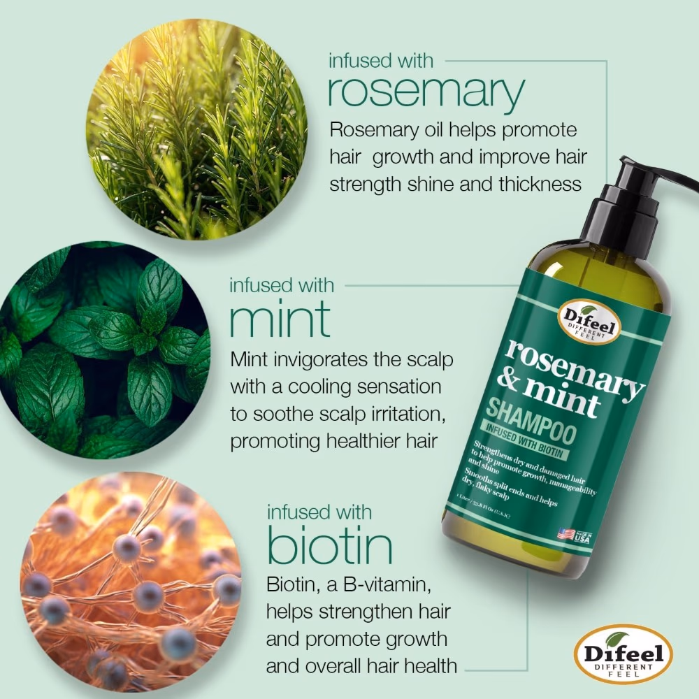 Difeel Rosemary & Mint Hair Strengthening Shampoo 12oz 3